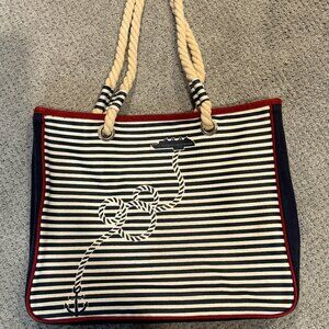 Disney Cruise Line Canvas Navy/Cream striped tote